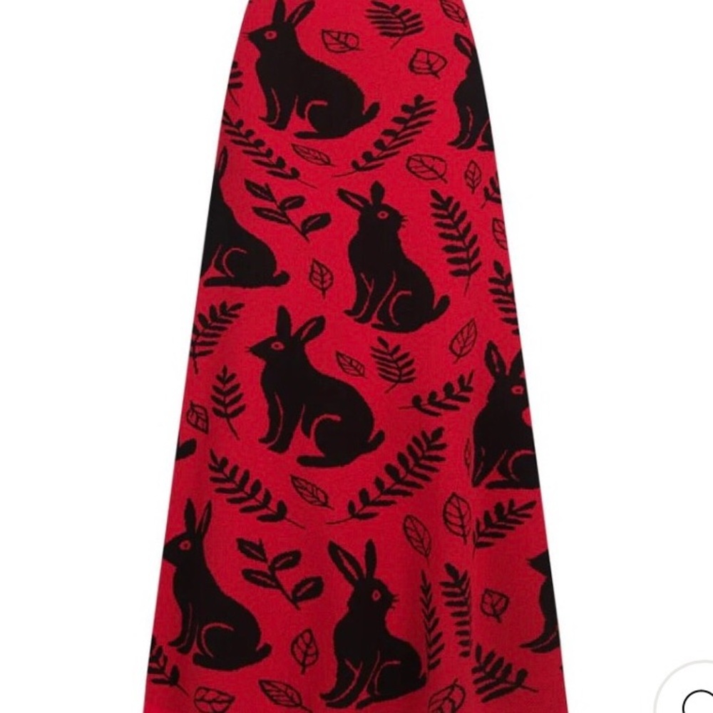 Playful Red Rabbit A-Line Skirt
